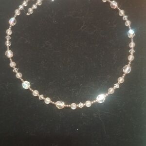 Crystal And Sterling Memory Wire Necklace
